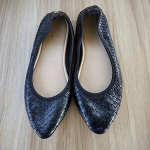 Yosi Samra Women's Vienna 2 Snake Ballet Flat Black Size 6 EUC